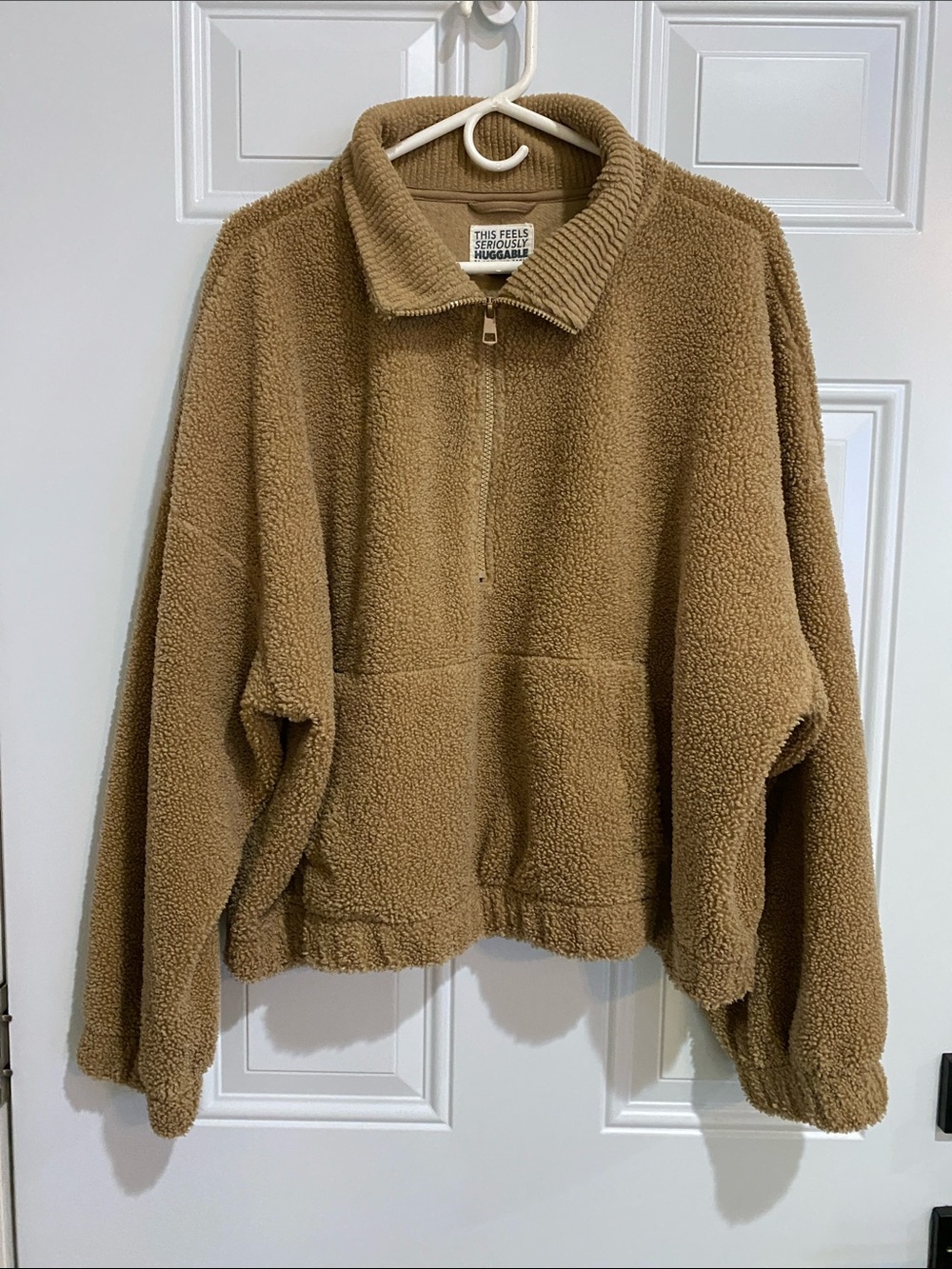 American Eagle Outfitters Camel Teddy Quarter-Zip Jacket